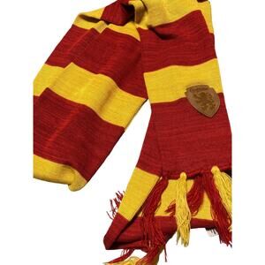 Gryffindor Harry Potter Licensed Red Gold Striped Scarf Faux Leather Patch